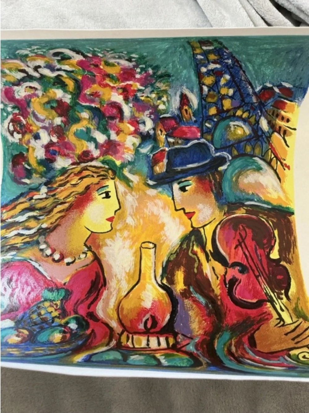 Zamy Steynovitz "Serenade In The Night" 3/65 Colorful Romantic Couples Canvas Wa